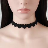 Velvet Peach Heart Necklace Velvet Black
