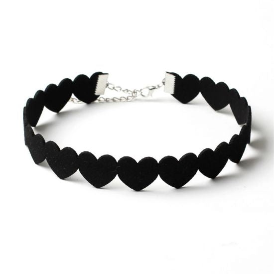 Velvet Peach Heart Necklace Velvet Black