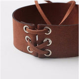 Wide Choker Necklace Belt Chokers Necklaces Tied Brown