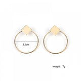 Square And Hoop Simple Fashion Popular Girl Lady Earrings - Silver