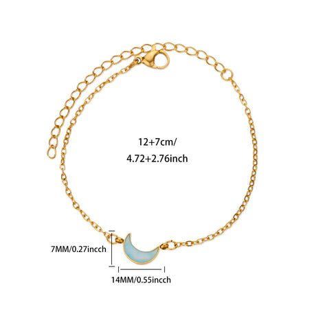 Japan-Korea Style Minimalist Colorful Dripping-Oil Moon Bracelet For Women