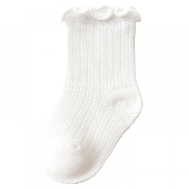 Newborn Thin Mesh Breathable Combed Cotton Lace Socks - White - Shop N Save