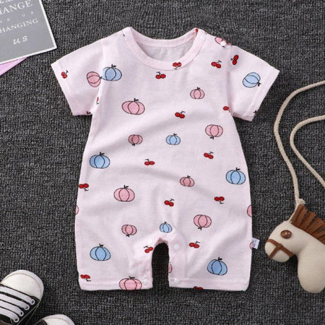 Pure Cotton Short-Sleeved Newborn Baby Jumpsuit - Pink - Shop N Save