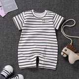 Pure Cotton Short-Sleeved Newborn Baby Jumpsuit - White - Shop N Save