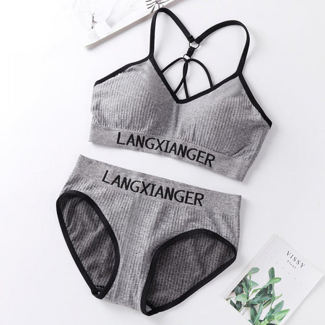 2PCS Beauty Back Sports Set Female - Gray - Shop N Save