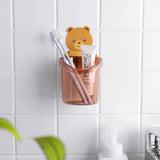 Bear Wall Mounted Toothbrush Holder Cup - Brown