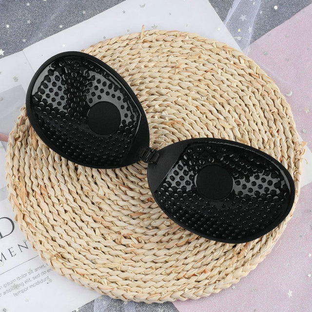 Strapless Invisible Seamless Push Up Silicone Bra - Black - Shop N Save