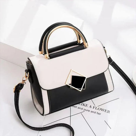 Black White Fashion Handbag: Chic, Mini, Versatile, Magnetic Lock - Shop N Save
