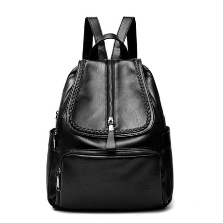 Premium Leather Backpack: Stylish, Large Capacity, Zip Closure - Shop N Save