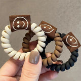 3 Pcs Frosted Color Telephone Elastic Hair Tie Multicolor