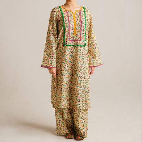 2 Piece Digital Print Kurti Salwar Set - Pure Cotton Collection Stylish Light Weight Cotton Fabric Suit Top Bottom Salwar Kameez Indian Pakistani Printed Suit For Casual Outdoor Dress - Multicolor - Shop N Save