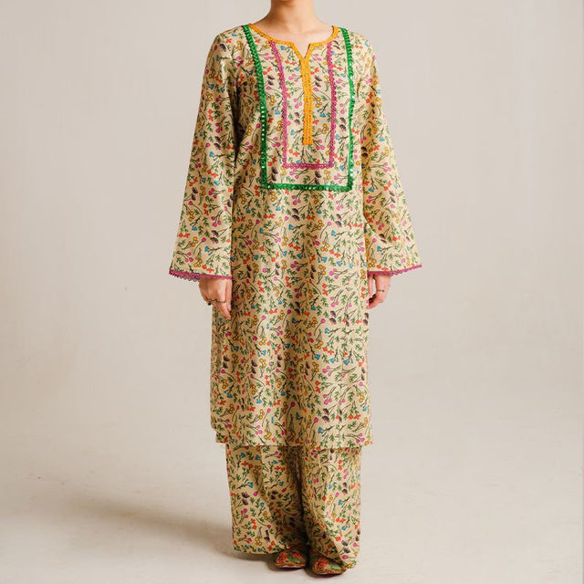 2 Piece Digital Print Kurti Salwar Set - Pure Cotton Collection Stylish Light Weight Cotton Fabric Suit Top Bottom Salwar Kameez Indian Pakistani Printed Suit For Casual Outdoor Dress - Multicolor - Shop N Save