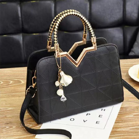 Black Geometric Handbag: Stylish, Trendy, Versatile, Office Fashion Charm - Shop N Save