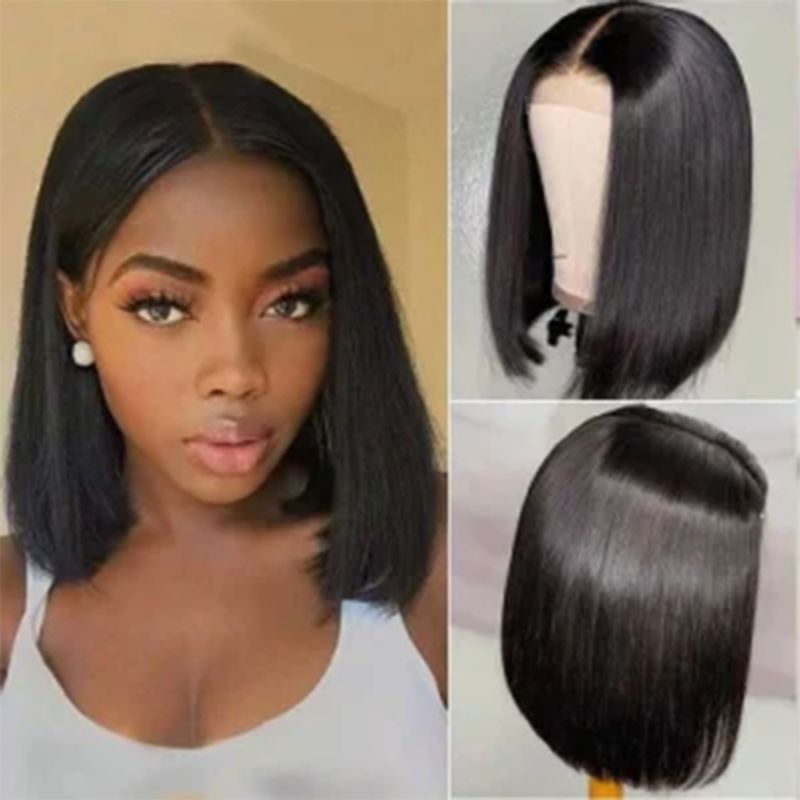 Medium-Parted Short Hair Bobo Head Wigs