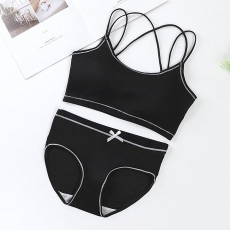 Soft Cotton Seamless Underwear Padded Bra - Black - Shop N Save