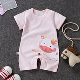 Pure Cotton Short-Sleeved Newborn Baby Jumpsuit - Blue - Shop N Save