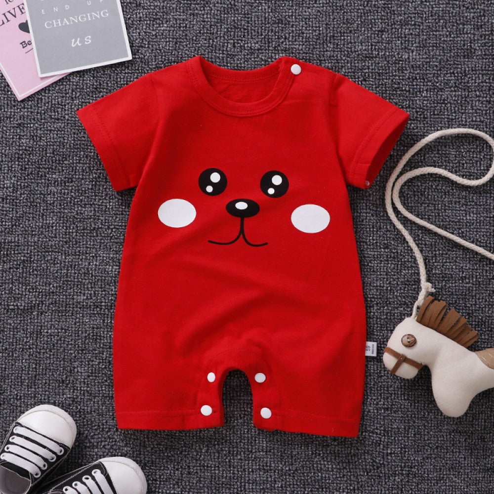 Newborn pajamas pure cotton short-sleeved baby jumpsuit - White - Shop N Save