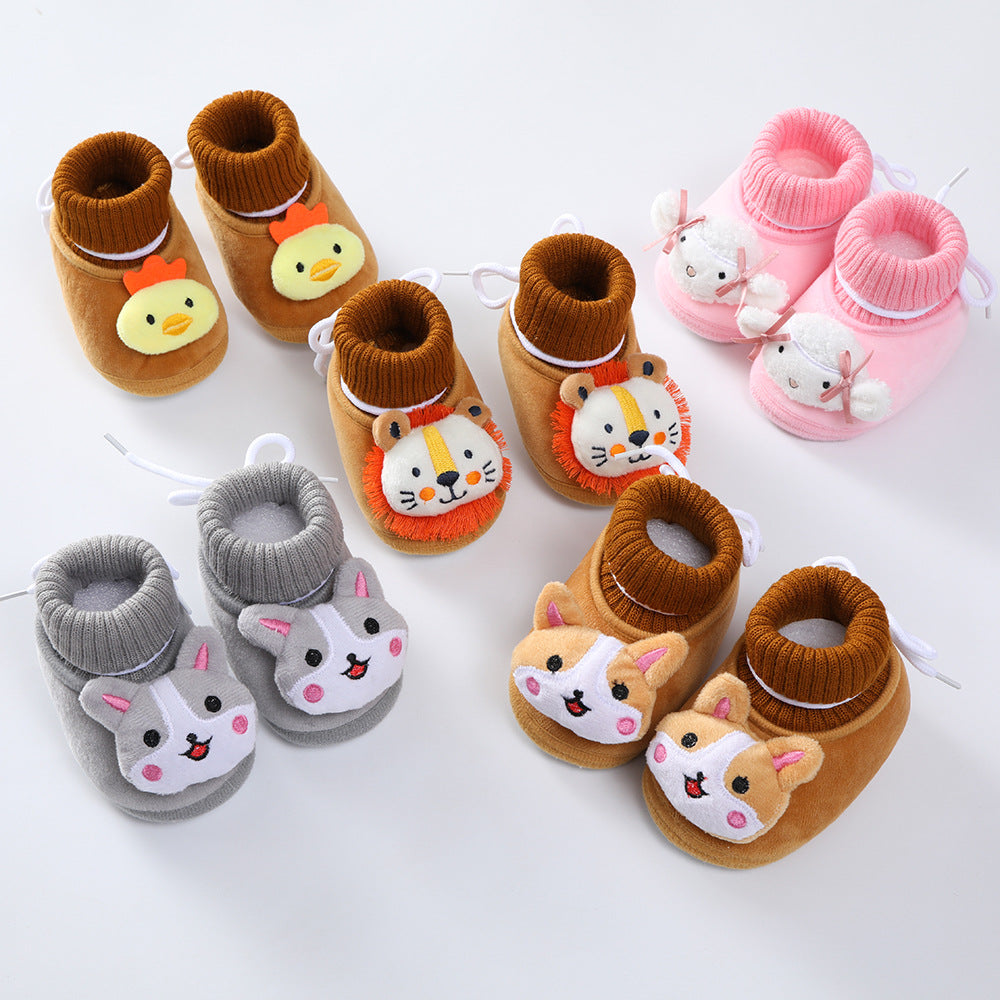 Baby Socks Shoes Plus Velvet Thickened Warm Cotton Shoes Baby Toddler - Brown - Shop N Save