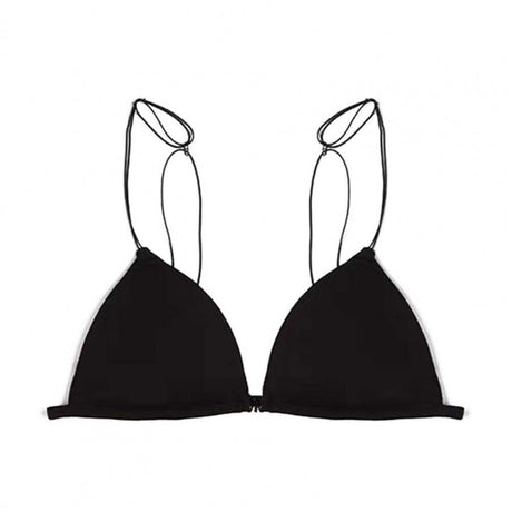 Triangle Cup Front Buckle Spaghetti Strap Bra - Black - Shop N Save