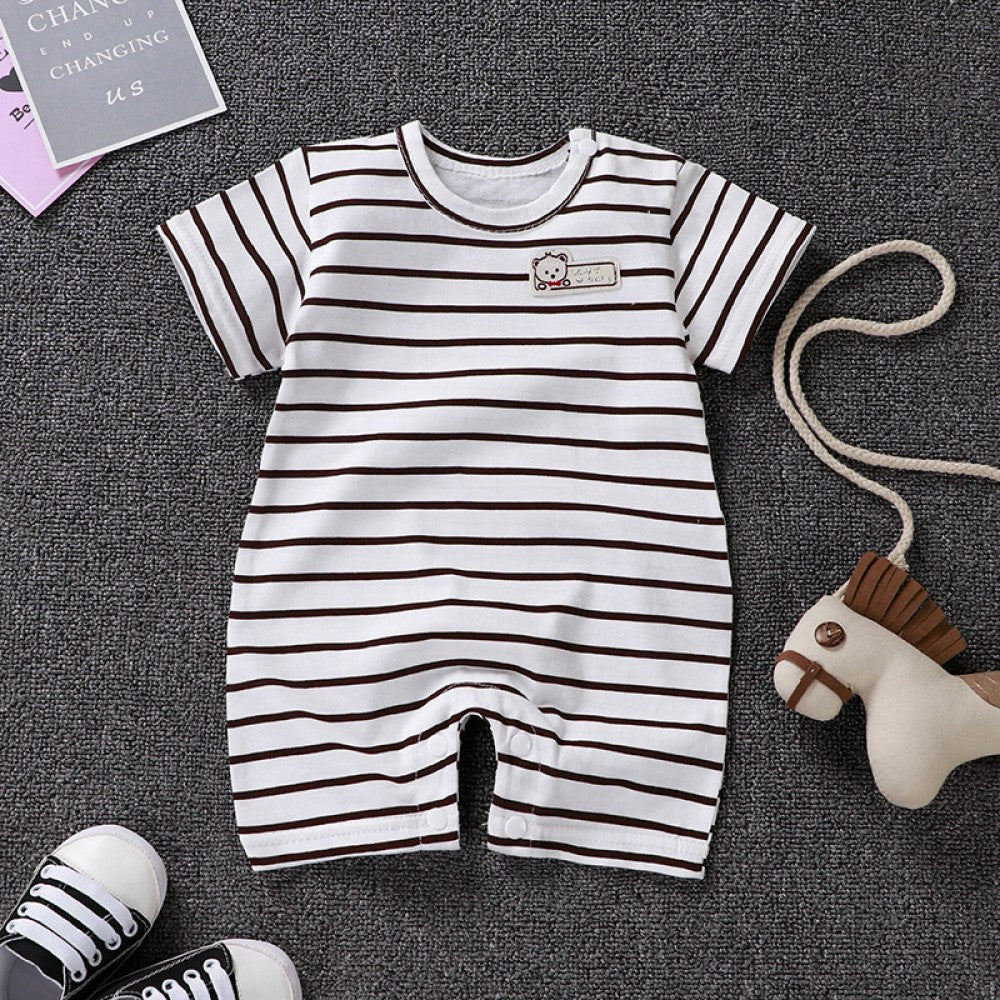 Pure Cotton Short-Sleeved Newborn Baby Jumpsuit - blue - Shop N Save