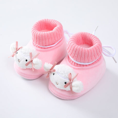 Cute High-Top Baby New Born Velvet Thickened Warm Cotton Shoes - Gray - Shop N Save