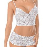 Two Piece Lingerie Set Women Lace See-Through - White - Shop N Save