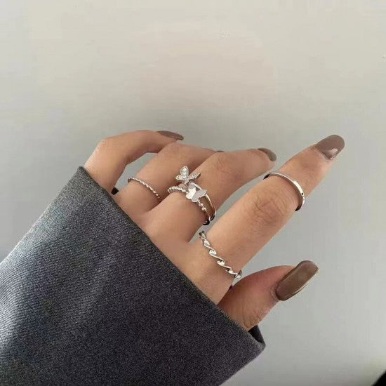 Fashion Butterfly Metal Punk Rings For Teenagers Gift Jewellery Buckle