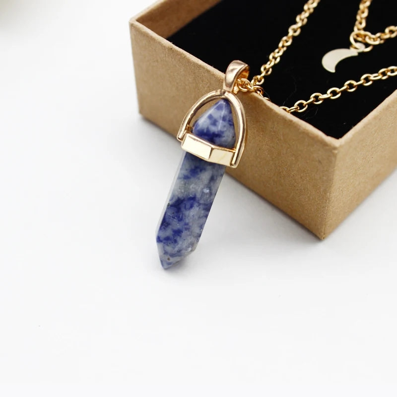 Lucky Stone Hexagonal Pendant Necklace - Ethnic Fashion Gift for Women - Shop N Save