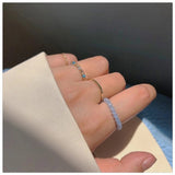 Summer Crystal Bead Rings Set For Women Bohemia Fresh Green White