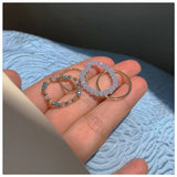 Summer Crystal Bead Rings Set For Women Bohemia Fresh Orange Yellow