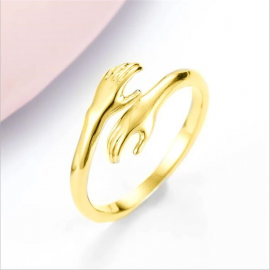 Simple And Romantic Two Hands Embrace Ring For Men And Women SIlver