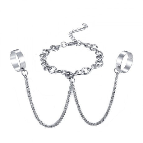 Chain Ring Female Adjustable Conjoined Open Joint Ring Silver