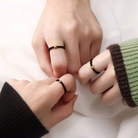 Lucky Rope Braided Couple Ring For Men Women Charm Black