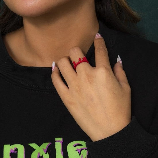 Simple Crown Irregular Rings For Men And Women Trendy Hip Hop Red