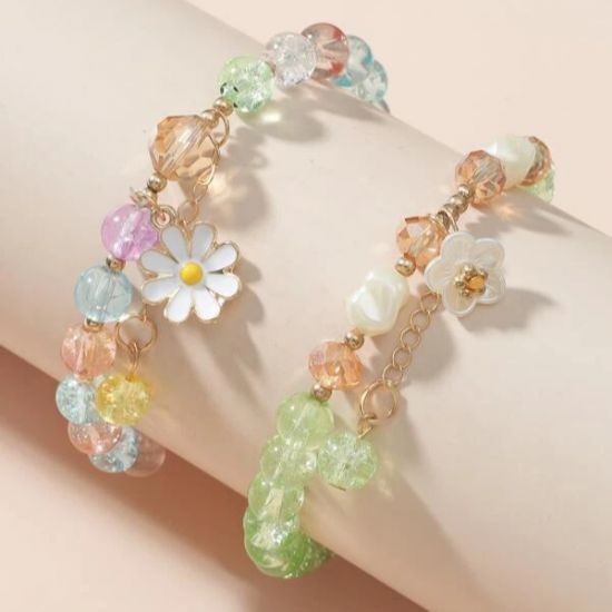 Crystal Daisy Female Jewelry Flower Bracelet - Red