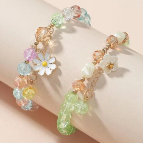 Crystal Daisy Female Jewelry Flower Bracelet - Red
