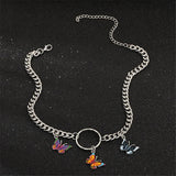 Boho Silver Choker: Punk Collar with Butterfly Pendant - Shop N Save