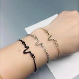 Cardiogram Lightning Design Couple Heartbeat Bracelet  - Silver