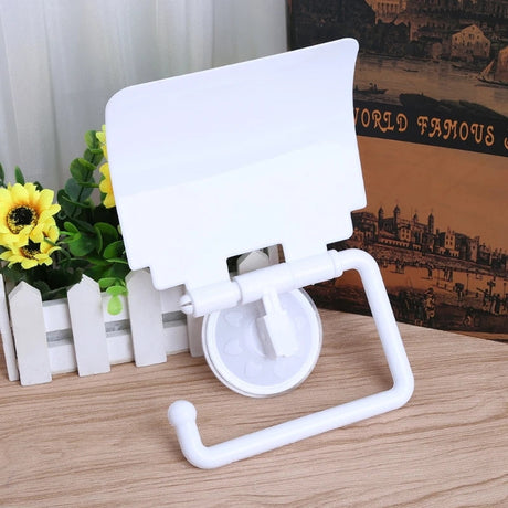 Suction Cup Toilet Paper Holder: Wall-Mounted, Lid. - Shop N Save