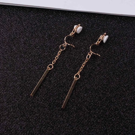 Minimalist Geometric Clip on Earrings Contracted Temperament Earrings - Golden