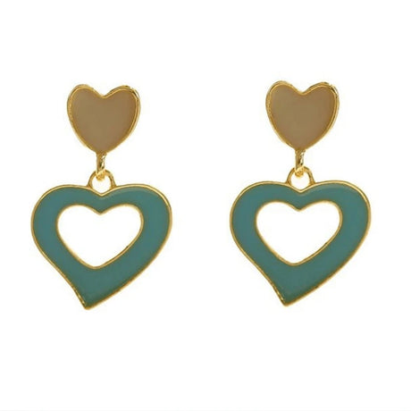 Youthful Heart Earrings: Korean Simplicity in Lake Blue Hue - Shop N Save