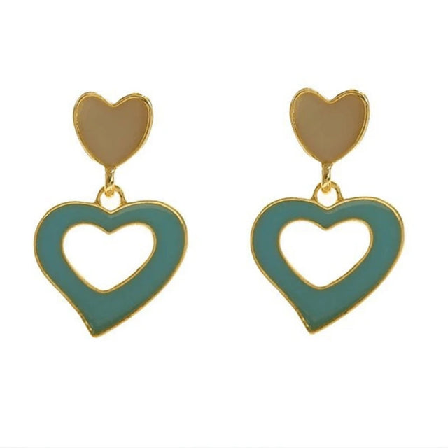 Youthful Heart Earrings: Korean Simplicity in Lake Blue Hue - Shop N Save