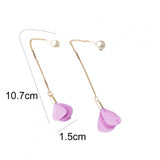 Earrings Flower Tassel Women Imitation Pearl Long Earring - Pink