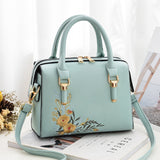 Elegant Floral Sea Green Stylish Handbag .