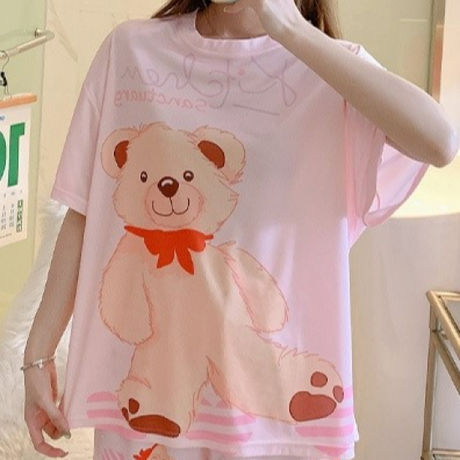 3 Pcs Nightwear Pajama Shorts Sets For Women Sleepwear Pink