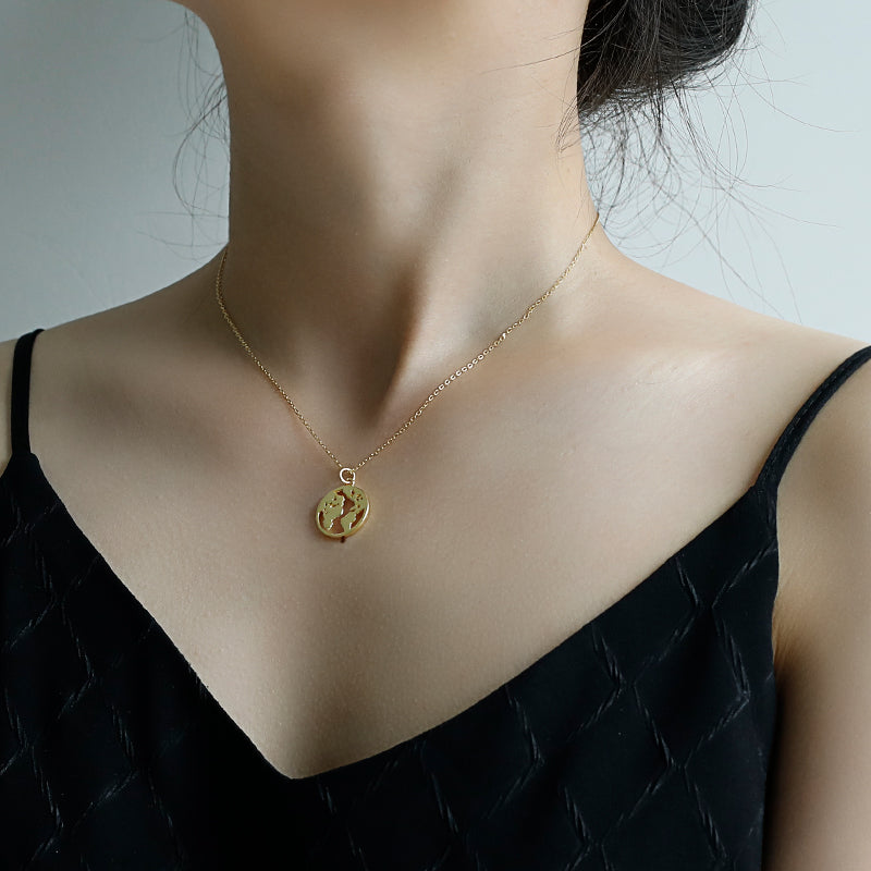 World map golden necklace