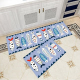 2Pcs Kitchen And Bathroom Non-Slip Floor Mat Set 40x120 And 40x60 Blue - Shop N Save