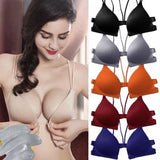 Backless Bra Lace Deep V Low Back Bralette Thin Cup - Blue - Shop N Save