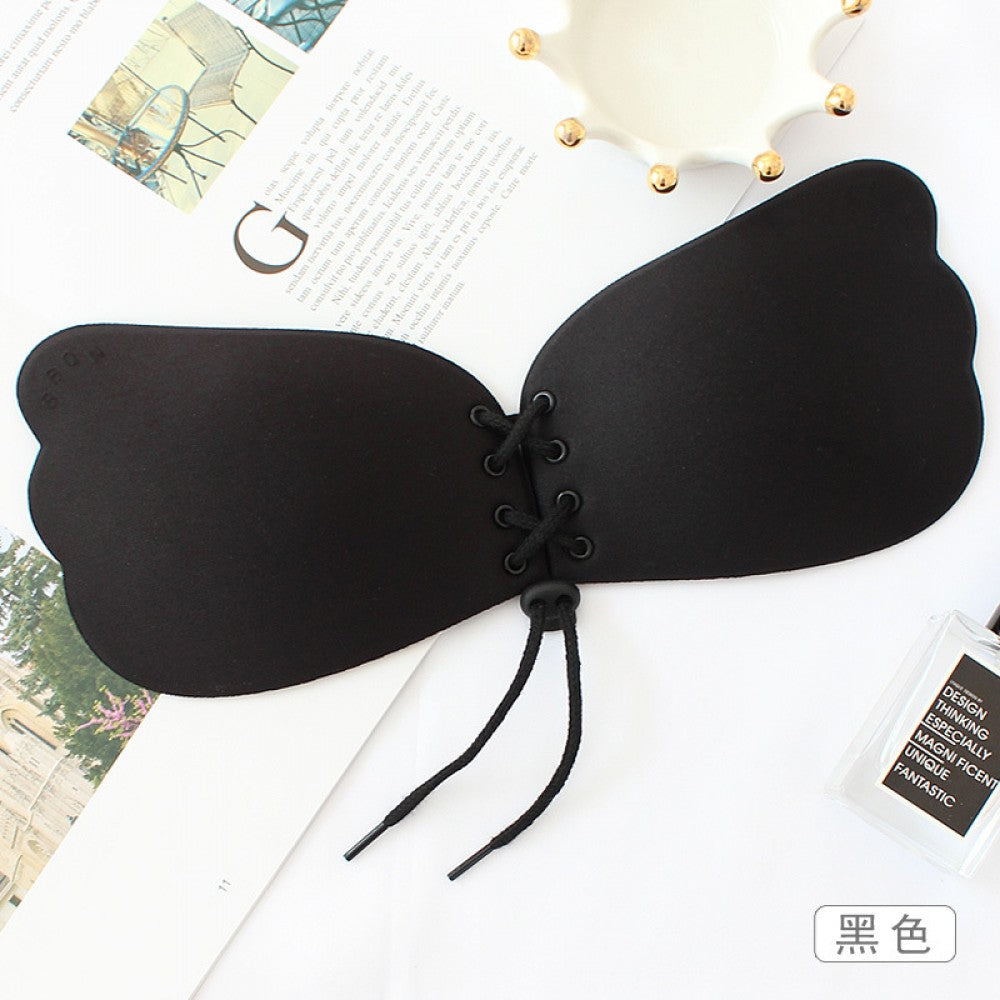 Pair Adhesive Invisible Backless Sticky Seamless Push Up Strapless Bra Black - Shop N Save