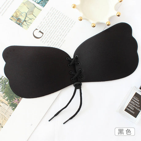 Pair Adhesive Invisible Backless Sticky Seamless Push Up Strapless Bra Black - Shop N Save